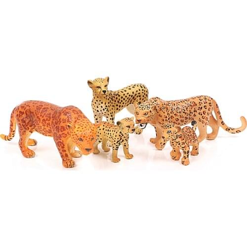 Wild Zoo Animal Models African Leopard Plastic Model Action Figurine Ferocious Leopard Family Educational Toy For Children