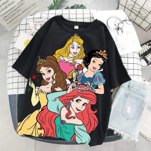 Mermaid Princess Disney T Shirt Frauen 3D printed T-shirt Tops Schnee Wei Prinzessin Harajuku Drucken Oversize Casual Kurzarm