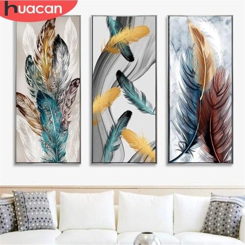 HUACAN 5D DIY Diamond Painting Full Round Square Landscape Diamond Embroidery Feather Rhinestones Mosaic Home Decor