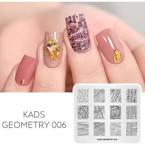 KADS 20/10/1 PCS Nail Art Stamping Plates Geometry Plaid Pattern Design Nail Stamp Template for Nail Polish Image Stencil Plate