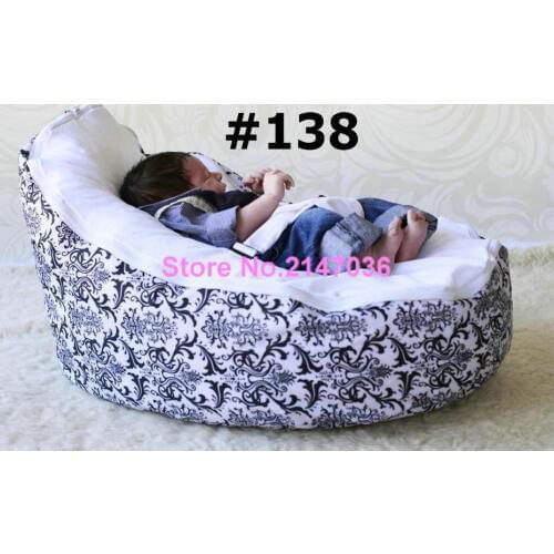 Classic damask baby seat , cutes fresh litter vchick print fur soft baby beanbag - blue mini dots baby sofa chair - free ship