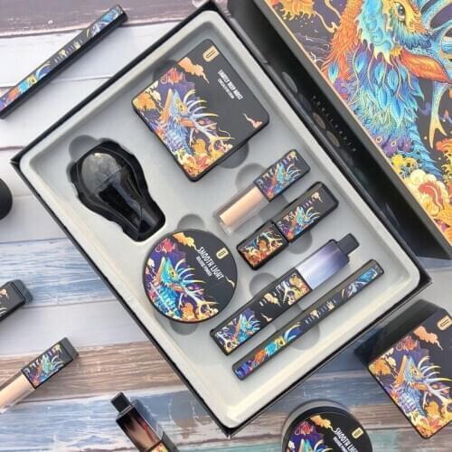 Makeup Cosmetic Set Mushroom Head Air Cushion Finishing Powder Face Powder Pearly Lustre Eye Shadow Non-Stick Cup Lipstick Kit