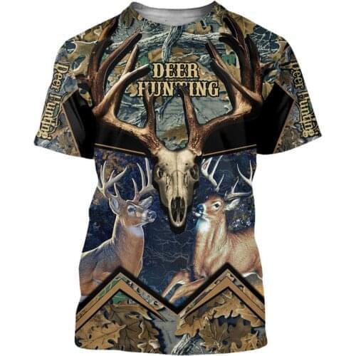 Summer Fashion Animal Deer Hunting Art Camo Camo Men/Women Leisure O-Neck T-shirt 3D Print / Beach Shorts / Tank Oversized S-260