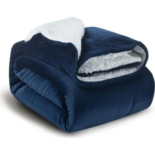 LISM Sherpa Fleece Blanket Throw Size Navy Blue Plush Throw Blanket Fuzzy Soft Blanket Microfiber