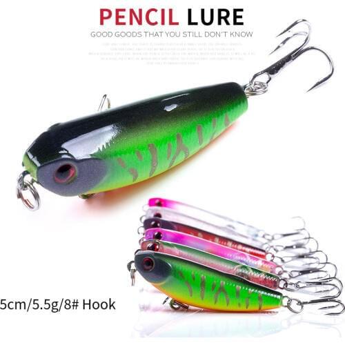 HENGJIA Mini Sinking Pencil Bait 5cm 5.5g Top Water Artificial Bait Swimbait for Bass Pike Perch Fishing Rattles