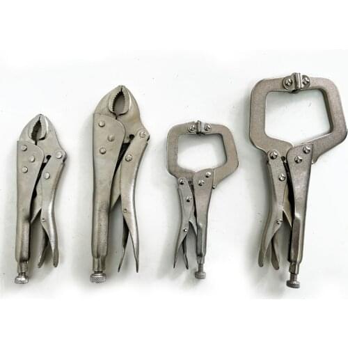 4Pcs Vise Locking Pliers Set 7" 10" round Jaw and 6" 9" C Clamp Assorted Locking Welding Clamp