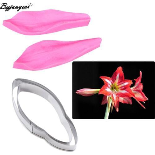 New Lily Flower & leaves Veiners Silicone Molds Fondant Sugarcraft Gumpaste Clay Water Paper Cake Decorating Tools CS246