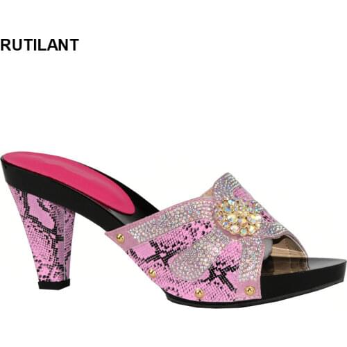 New Design African Slippers Summer High Heels High Quality African Sandals Heels Pumps Blue Color Fashion African Wedding Shoes