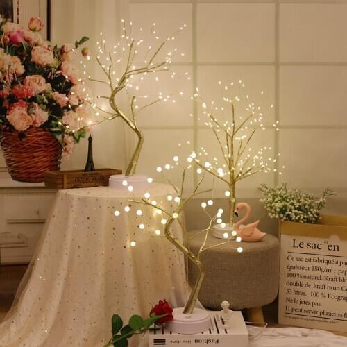 Fire Tree Night Light Table Lamps With Battery & USB Decorative Fairy Lights for Party Wedding Bedroom Decor