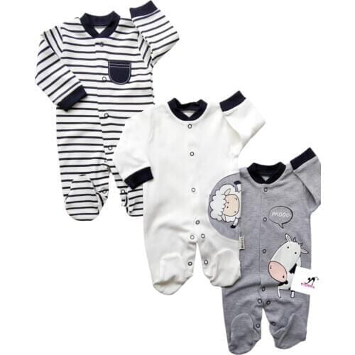 Baby boy White Kuzulu Cow Jumpsuit Suit 100% Cotton 3 Piece Health Harmful Substance İçermez The Zibin Set Gift Baby suit