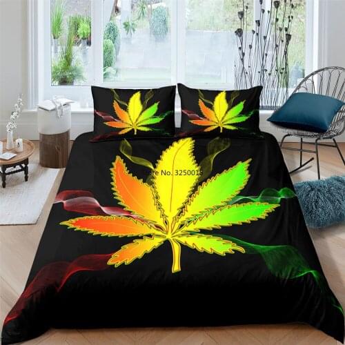 2/3 Pcs Tie Maple Leaf Bedding Set Dye Duvet Cover Home Textile Single/Twin/Double/Full/Queen/UK King/AU King/US King Size