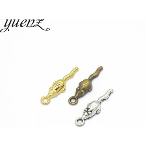 YuenZ 30pcs Rat Charms Antique Silver color Pendant Fit Bracelets Necklace Jewelry Making DIY Accessories 24*6mm D963