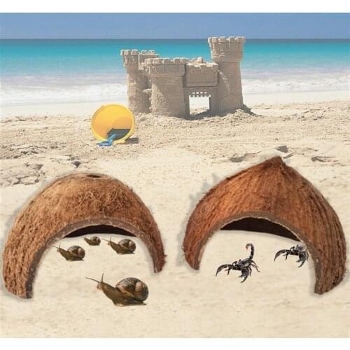 Spider House Novel Protective Natural Coconut Shell Hiding Cave For Gift Semi-circular Shrimp Shelter With Holes And No Holes