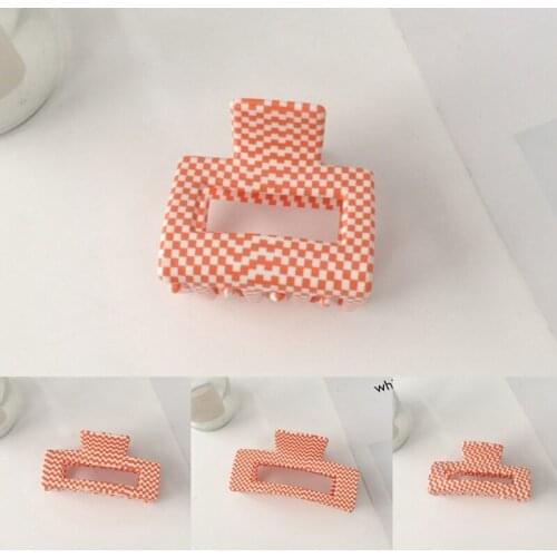 Hollow Hair Claw Clips Non Slip Plaid Hair Jaw Clamps Acetate Cute French Design Barrettes Fashion Accessories for Girl