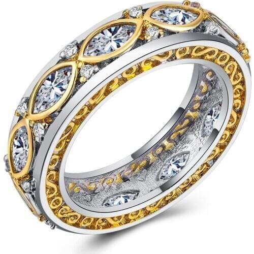 Selling Supply Horse Eye Two-Tone Zircon Bezel Ring Womens European And American-Style Popular Seiko Hand Jewelry Now Batch