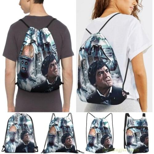 Unisex Drawstring Bags The Cyberman Tomb Women Drawstring Backpacks Men Outdoor Travel Backpacks Training Fitness Bag