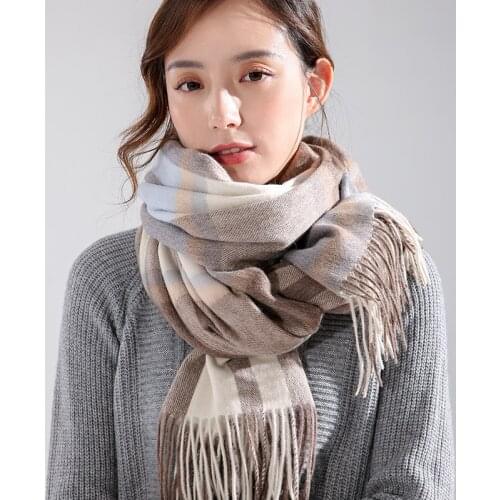 Winter 100% Pure Wool Scarf Women Plaid Wool Scarves Thicken Shawl and Wrap Warm Cashmere Scarves Echarpe Pashmina Foulard