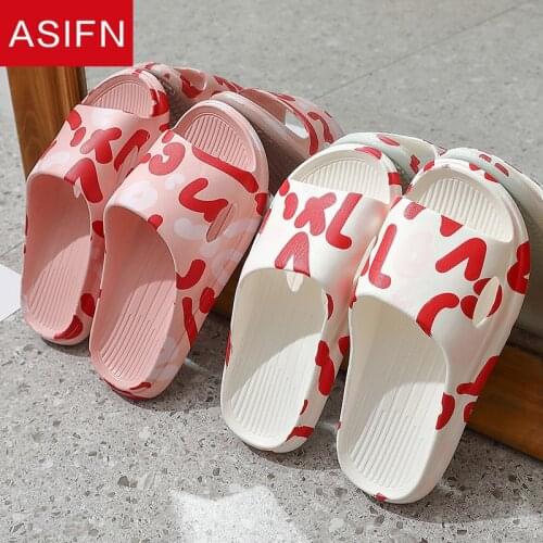 ASIFN Cute Ladies Beach Slides Women Flat Slippers Summer Flip Flops Men Print Mules Luxury Brand Soft Sole Home Female Slides
