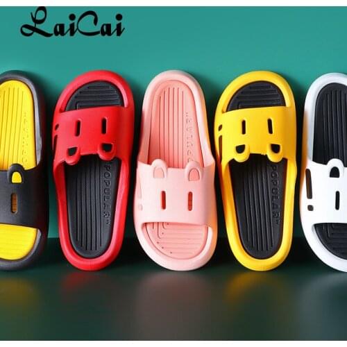 Summer Indoor Couple Beach Shoes Cartoon Sandals Eva Home Bathroom Flat Open Toe Comfortable Fashion Slippers Womens