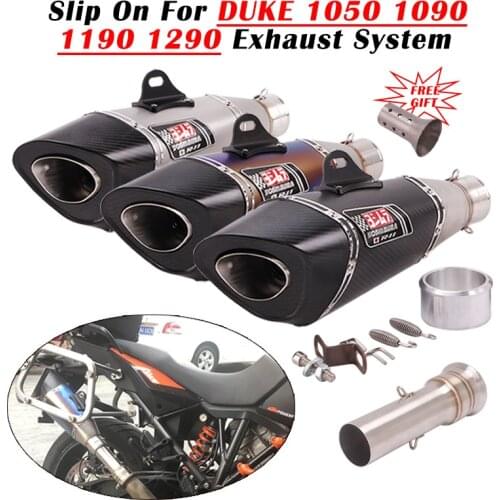 Motorcycle Yoshimura R77 Exhaust Systems Modified Mid Link Pipe DB Killer Carbon Fiber For DUKE 1050 1090 1190 1290 2013 - 2016