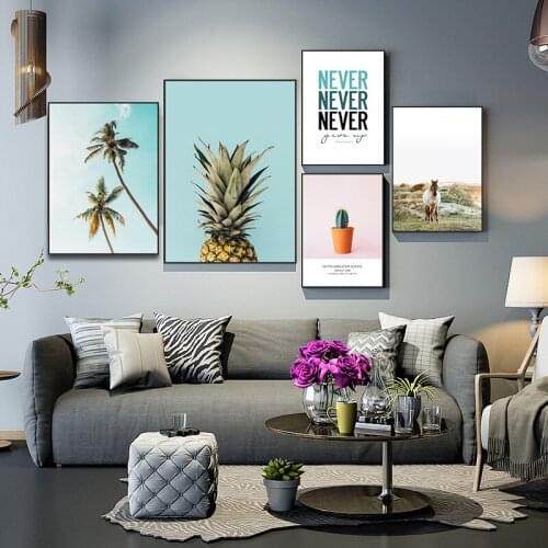 Nordic Decorative Coconut trees potted Wall art canvas painting landscape Wall Pictures for Living Room morden Home decor