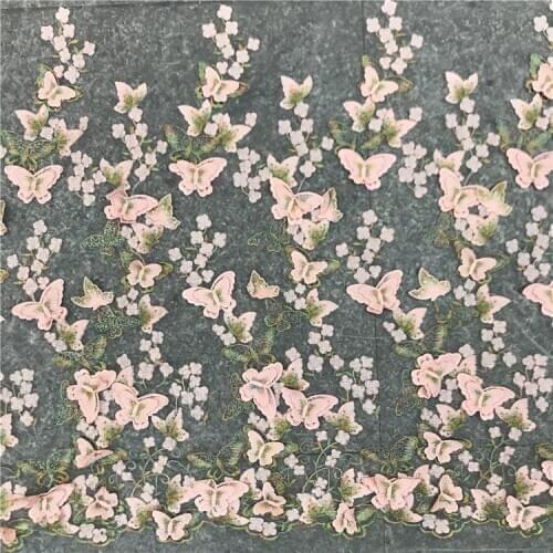 Tulle Mesh 3D Embroidery Butterfly Lace Fabric