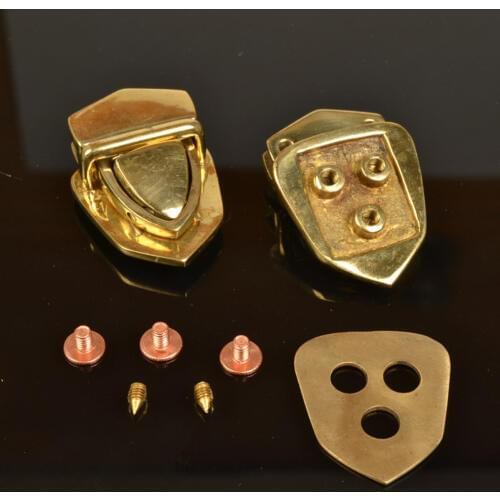 High quality solid brass leather craft bag suitcase buckle DIY luxury handbag lock with screws