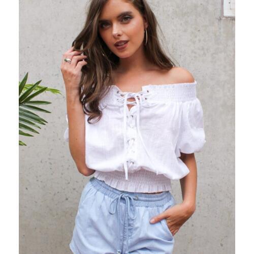 BYUAN NEW Fashion Summer T shirt Women Slash Neck Lantern Sleeve Women Short T-Shirt 2018 Solid Tops Tees Ladies tshirts