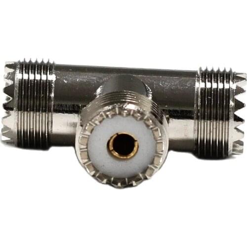 1PC NEW UHF Female Jack to 2X UHF female jack T Type splitter RF Coax Adapter convertor Nickelplated wholesale