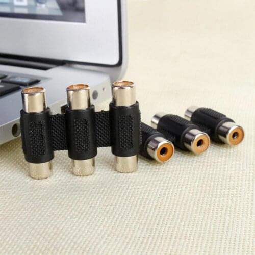 1Pcs Connector Triple 3 AV Audio Video Female To Female FF Jack Connector Coupler Adapter