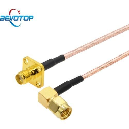 10pcs SMA Female Panel Mount to SMA Male Right Angle RG316 Coaxial Jumper Pigtail Cable WiFi Antenna Extension Cable Adapter