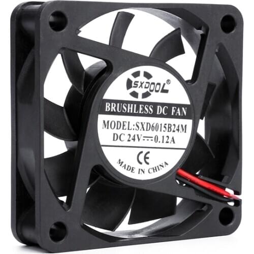 2Pcs SXDOOL Brushless DC Cooler Fan DC 24V 60mm 60x60x15mm 6015 6cm Dual Ball Bearing 2Pin For Computer PC CPU Case Cooling