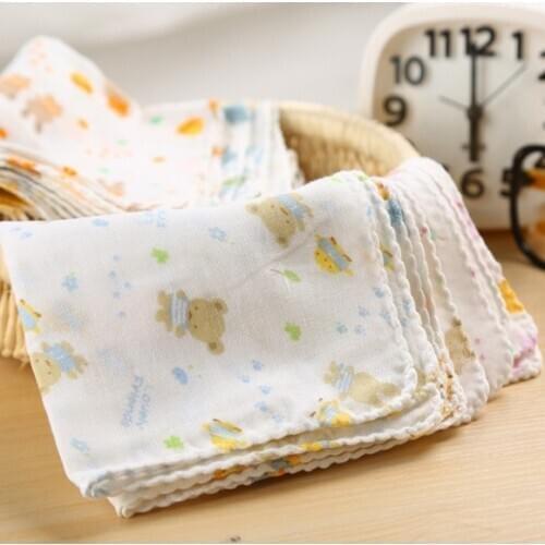 2020 Hot Sale 10PCS Baby Feeding Towel Teddy Bear Bunny Dot Chart Printed Children Small Handkerchief Gauze Towels Nursing Towel