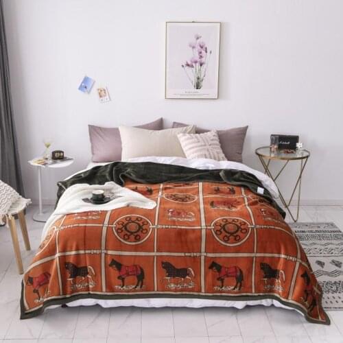 2021 Grid Velvet Flannel Thick Winter Coral Cover Super Warm Soft Blankets Throw for Sofa
