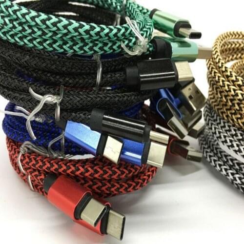 300pcs 1M 3ft USB Type C to USB 2.0 Twisted Braided Cable For Sumsang Galaxy s8 s9 Fast Charge Sync Data Type-c Cable