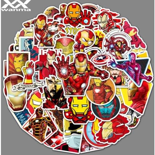 50PCS Disney iron Man Stickers Mobile Phone Notebook Water Cup Trolley Bicycle Refrigerator Decoration Waterproof Anime Cartoon