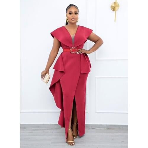 African Dresses for Women Summer African Women V-neck Sleeveless Plus Size Long Dress Maxi Dress S-5XL