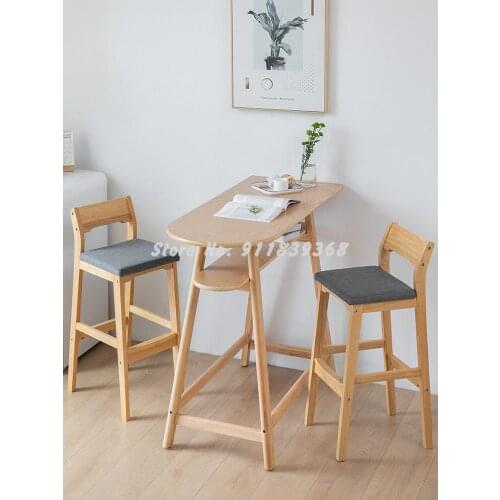 Bar Chair Solid Wood Chair Household High Stool Modern Simple Bar Chair High Stool Back Cashier Bar Stool