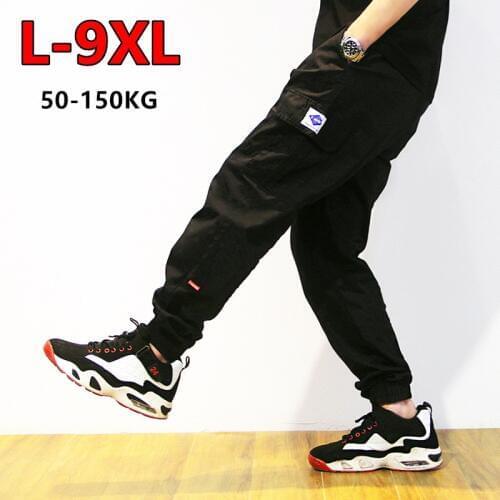 Autumn Cargo Pants Men Army Green Black Mens Harem Joggers With Many Pockets Oversized 6XL 7XL 8XL Teenagers Sports Man Trousers