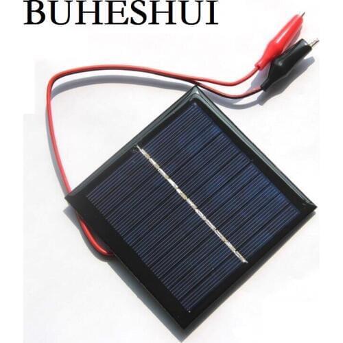 BUHESHUI 1W 5.5V Solar Cell Epoxy Polycrystalline Solar Panel+Clip For Charging 3.7V Battery System Toy LED Light Study 95*95MM