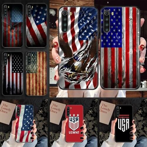 America USA Flag Phone case For Xiaomi Redmi Note 7 7A 8 8T 9 9A 9S 10 K30 Pro Ultra black trend shell silicone hoesjes soft