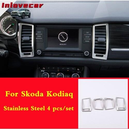 For Skoda Kodiaq GT 2017 2018 2019 car air outlet decoration cover conditioning circle ring frame trim strip garnish accessories