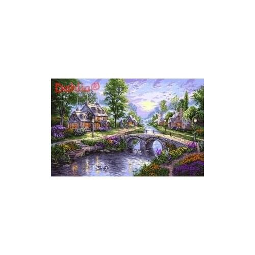 Purple pastoral scenery forest Needlework Art Crafts Embroidery for DIY Cross Stitch Kits 14CT Unprinted Home Decor Handmade