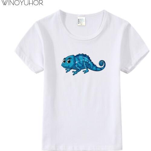 Chameleon Lizard Print T-Shirts Kids Summer Tops Girls Boys Short Sleeve Clothes Casual Baby Tee Shirt 2020 New
