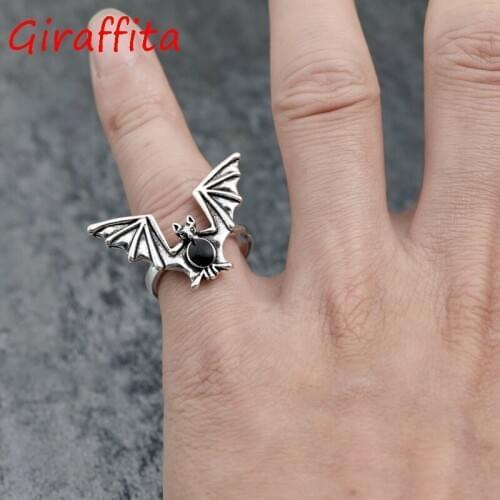 Cute Halloween Ring Black Bat Opening Adjustable Gothic Ring Band Unisex Jewelry