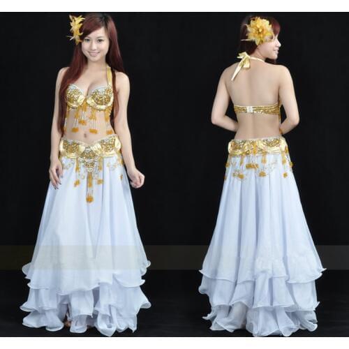 Belly Dance Costume 2pcs Bra&Belt indian Dancing women dancer clothes Set bellydance clothes wear Gold color 851
