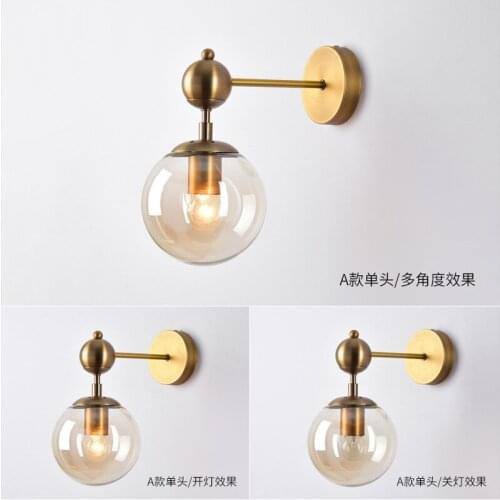 Magic Bean Retro Creative Nordic Style American Country Glass Wall Light Bedroom Bedside Hotel Room Decorative Wall Lamps