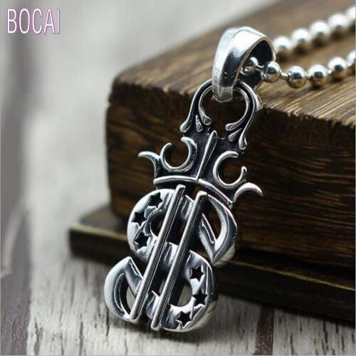 Personality dollar pendant Thai silver vintage crown pendant new S925 sterling silver stars pendant mens silver pendant