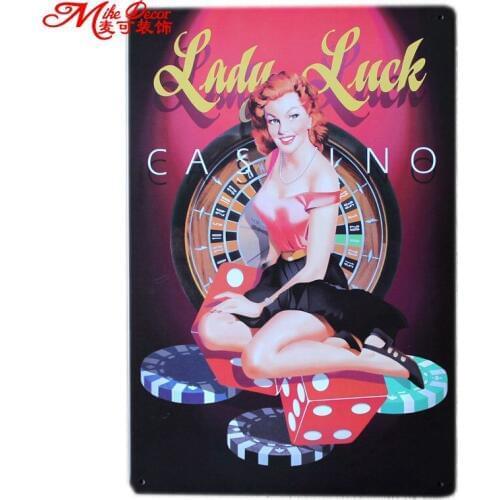 [ Mike86 ] Casino Dice Lady Metal signs Art House Cafe Restaurant Pub Iron Paintings B-22 Mix order 20*30 CM