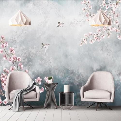 Milofi custom 3D wallpaper mural hand-painted peach plum living room bedroom wall decoration wallpaper mural
